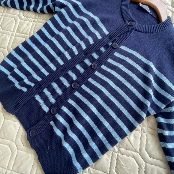Minnow Navy and Light Blue Striped Cardigan - Picture 4 of 6